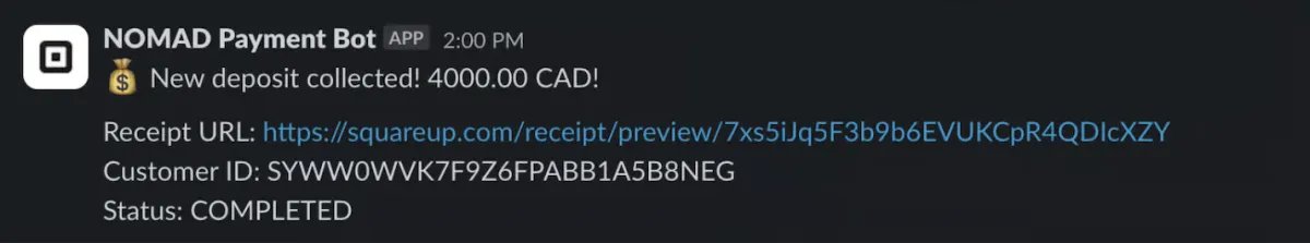NOMAD Payment Bot $4000 CAD